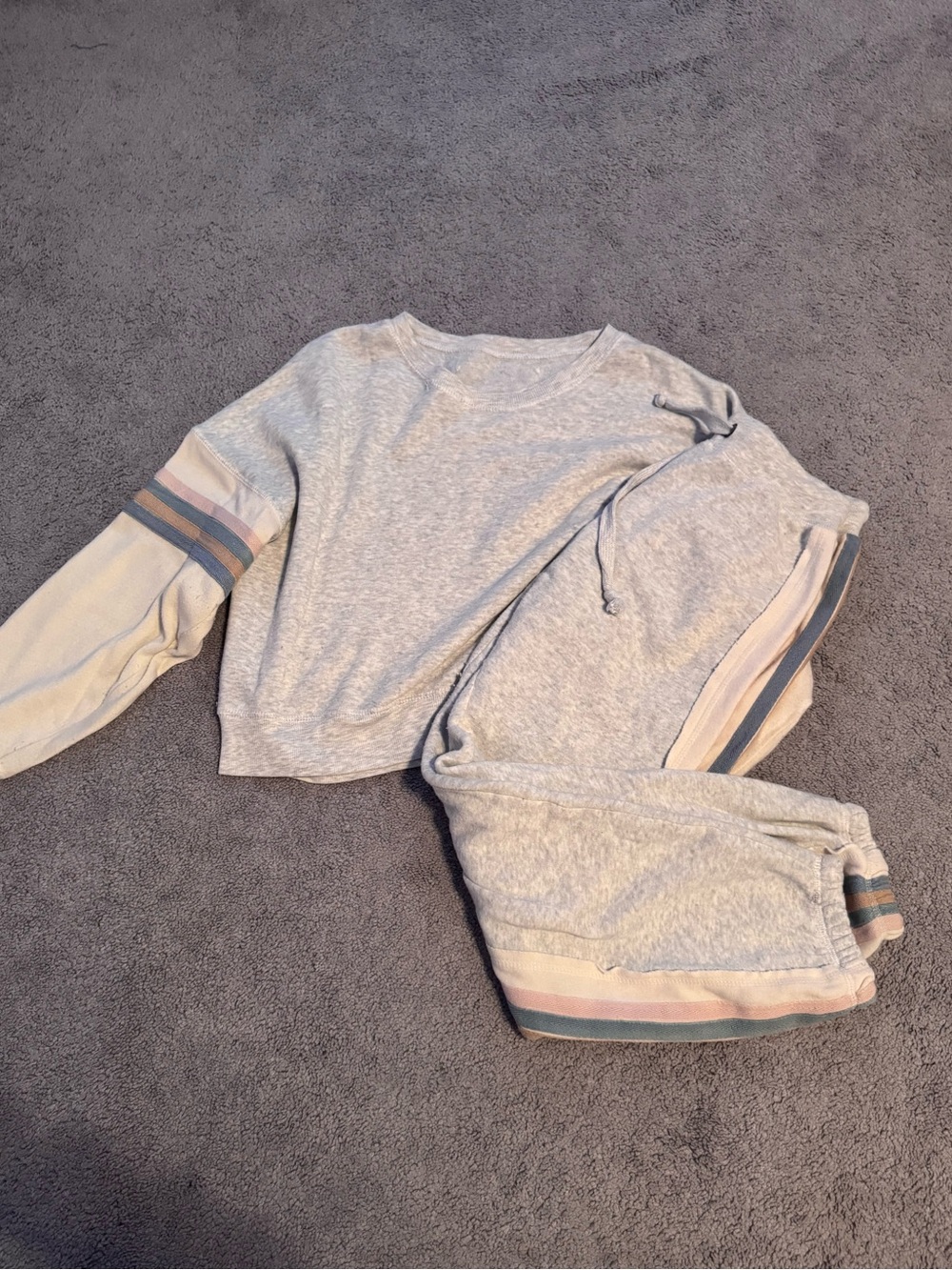 Grey Striped Sweat Set